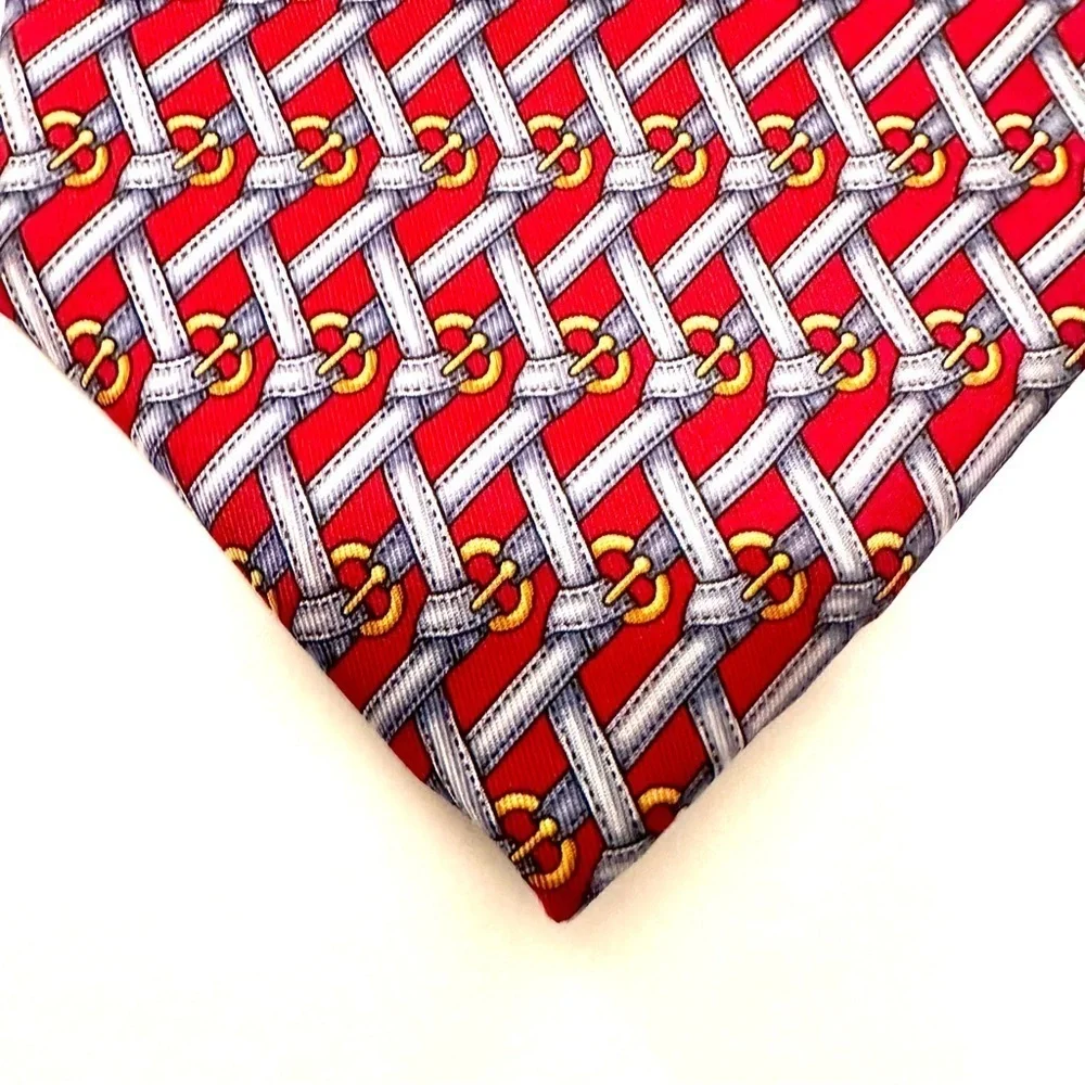 Gucci 100% Silk Men’s Tie Red Blue Gold Size O/S